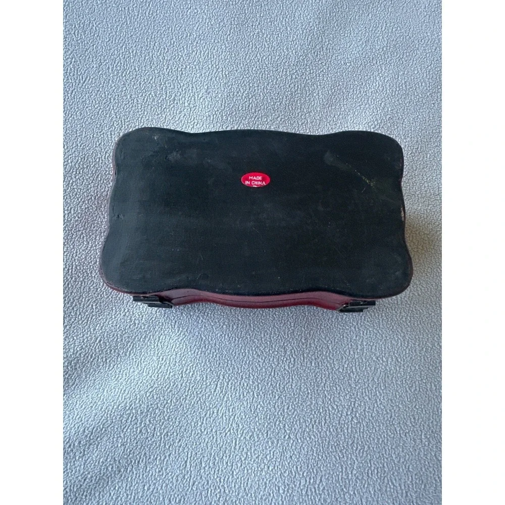 Vintage Box Floral Tole Painted Wooden Jewelry Trinket Box Hinged Lid Red Boho